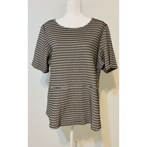 NWT Talbots Size 1X Stripped Peplum Short Sleeve Top Closet Staple Business